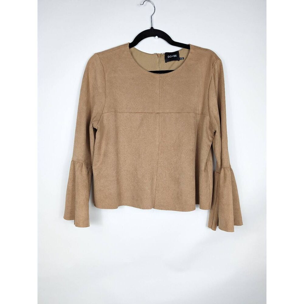 DO & BE bell ruffled sleeve faux suede Medium